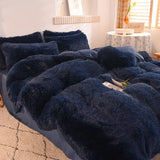 Plush Duvet Cover Set 4 Pieces King Queen Size Ultra Soft Bedding Set Faux Fur Design Comforter Home Bed Textiles