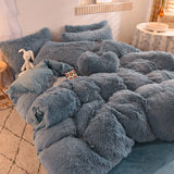 Plush Duvet Cover Set 4 Pieces King Queen Size Ultra Soft Bedding Set Faux Fur Design Comforter Home Bed Textiles