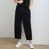 Miyake Pleated men's casual straight pants harem pants trend loose nine points running track pants men 2005 LJ201222