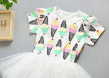 Ice cream printed baby girls dress INS hot summer kids skirts children tutu dresses babies clothing