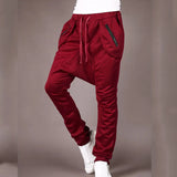 Top quality  Fashion Casual men harem hip hop loose streetwear Zipper pocket low crotch pants pantalones hombre