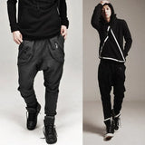 Top quality  Fashion Casual men harem hip hop loose streetwear Zipper pocket low crotch pants pantalones hombre