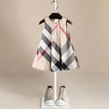 New Arrival Summer Girls Sleeveless princess Dress Hot Sale 5 Colors Cotton Baby Kids Big Plaid Dresses beach