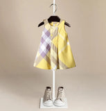 New Arrival Summer Girls Sleeveless princess Dress Hot Sale 5 Colors Cotton Baby Kids Big Plaid Dresses beach