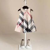 New Arrival Summer Girls Sleeveless princess Dress Hot Sale 5 Colors Cotton Baby Kids Big Plaid Dresses beach