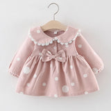 Toddler Kids Baby Girl Children Clothes Autumn Winter Long Flare Sleeve Polka Dot Print Dress Princess Dresses Girls Outfits LJ200923