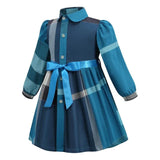 Spring Autumn Baby Girls Plaid Dresses Cotton Kids Long Sleeve Princess Dress Fashion Girl Turn-Down Collar Skirts Children Skirt