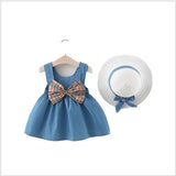 Summer Girls Dress Kids Sleeveless Vest Dresses With Bowknot Baby Princess Skirt Children Suspender Skirts 0-3 Years