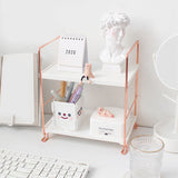 elvesmall Aesthetic Desk Rose Gold Storage Rack