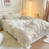 elvesmall Ruffled Seersucker Cute Bedding Set