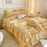 elvesmall Ruffled Seersucker Cute Bedding Set