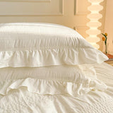 elvesmall Ruffled Seersucker Cute Bedding Set