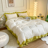 elvesmall Ruffled Seersucker Cute Bedding Set