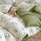 elvesmall Sage Green Wildflowers Bedding Set