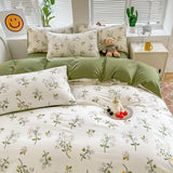 elvesmall Sage Green Wildflowers Bedding Set