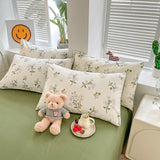 elvesmall Sage Green Wildflowers Bedding Set