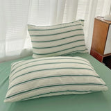 elvesmall Minimalist Green Striped Sage Bedding Set