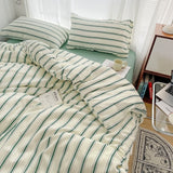 elvesmall Minimalist Green Striped Sage Bedding Set