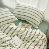 elvesmall Minimalist Green Striped Sage Bedding Set