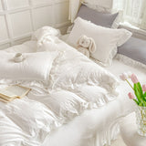 elvesmall Soft Crumpled Ruffle Bedding Set