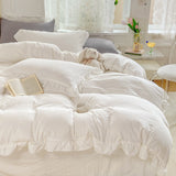 elvesmall Soft Crumpled Ruffle Bedding Set
