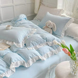 elvesmall Soft Crumpled Ruffle Bedding Set