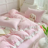 elvesmall Soft Crumpled Ruffle Bedding Set