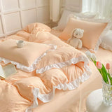 elvesmall Soft Crumpled Ruffle Bedding Set