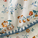 elvesmall Stitched Edge Blue Wildflowers Bedding Set