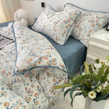 elvesmall Stitched Edge Blue Wildflowers Bedding Set