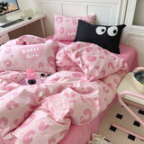 elvesmall Sweet Girl Pink Leopard Print Bedding Set