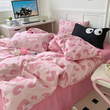 elvesmall Sweet Girl Pink Leopard Print Bedding Set