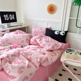 elvesmall Sweet Girl Pink Leopard Print Bedding Set