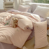elvesmall Two Toned Morandi Color Bedsheet Set