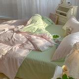 elvesmall Two Toned Morandi Color Bedsheet Set
