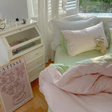 elvesmall Two Toned Morandi Color Bedsheet Set