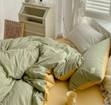 elvesmall Two Toned Morandi Color Bedsheet Set