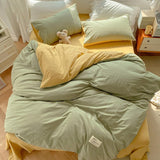 elvesmall Two Toned Morandi Color Bedsheet Set