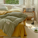 elvesmall Two Toned Morandi Color Bedsheet Set