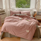 elvesmall Two Toned Morandi Color Bedsheet Set