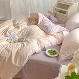 elvesmall Two Toned Morandi Color Bedsheet Set