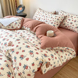 elvesmall Vintage Coquette Red Roses Bedding Set