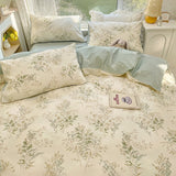 elvesmall Vintage Pale Floral Print Bedding Set
