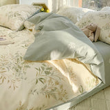 elvesmall Vintage Pale Floral Print Bedding Set