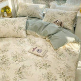 elvesmall Vintage Pale Floral Print Bedding Set
