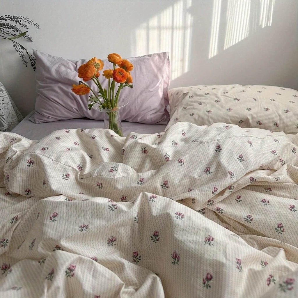 elvesmall Vintage Grandmacore Floral Print Bedding Set