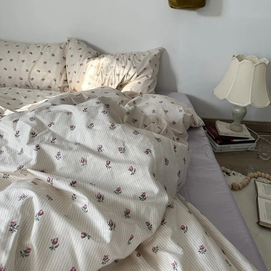 elvesmall Vintage Grandmacore Floral Print Bedding Set