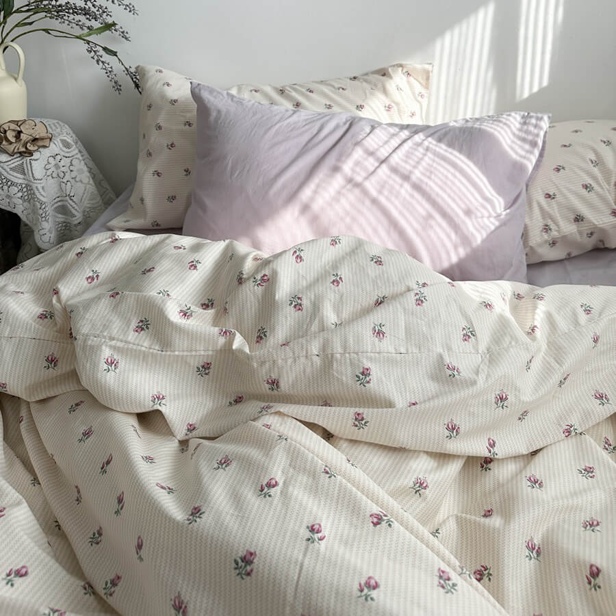 elvesmall Vintage Grandmacore Floral Print Bedding Set