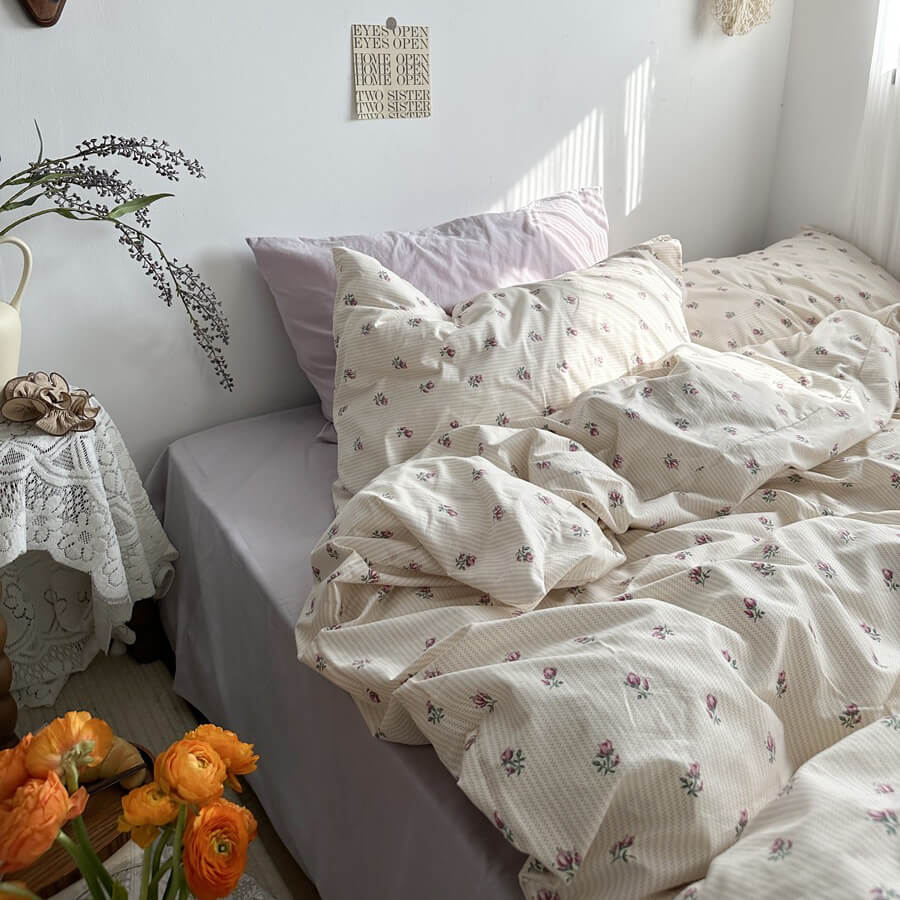 elvesmall Vintage Grandmacore Floral Print Bedding Set