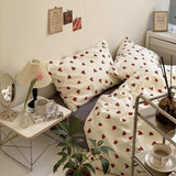 elvesmall Vintage Red Hearts Bedding Set